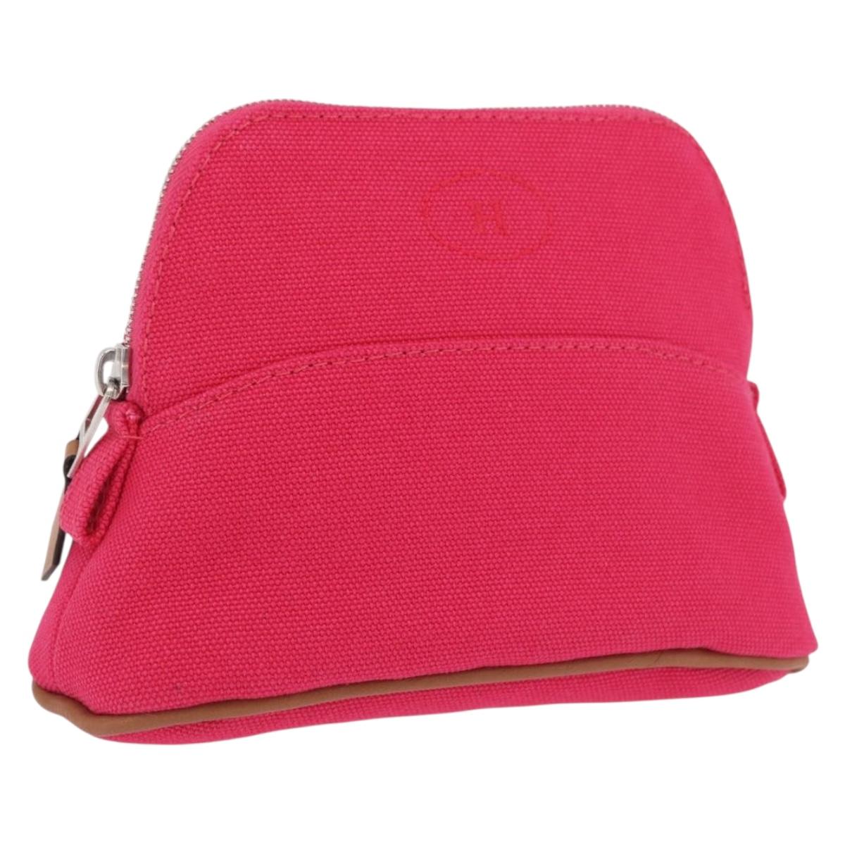 HERMES Bolide 16 Pouch Canvas Pink Silver Auth 210672V