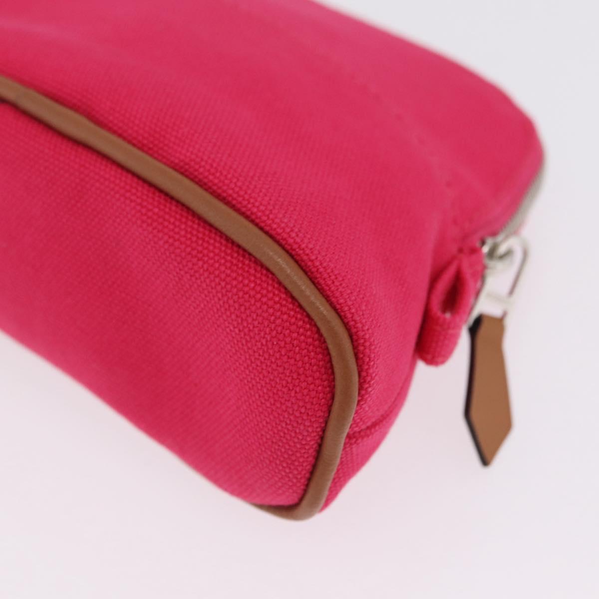 HERMES Bolide 16 Pouch Canvas Pink Silver Auth 210672V