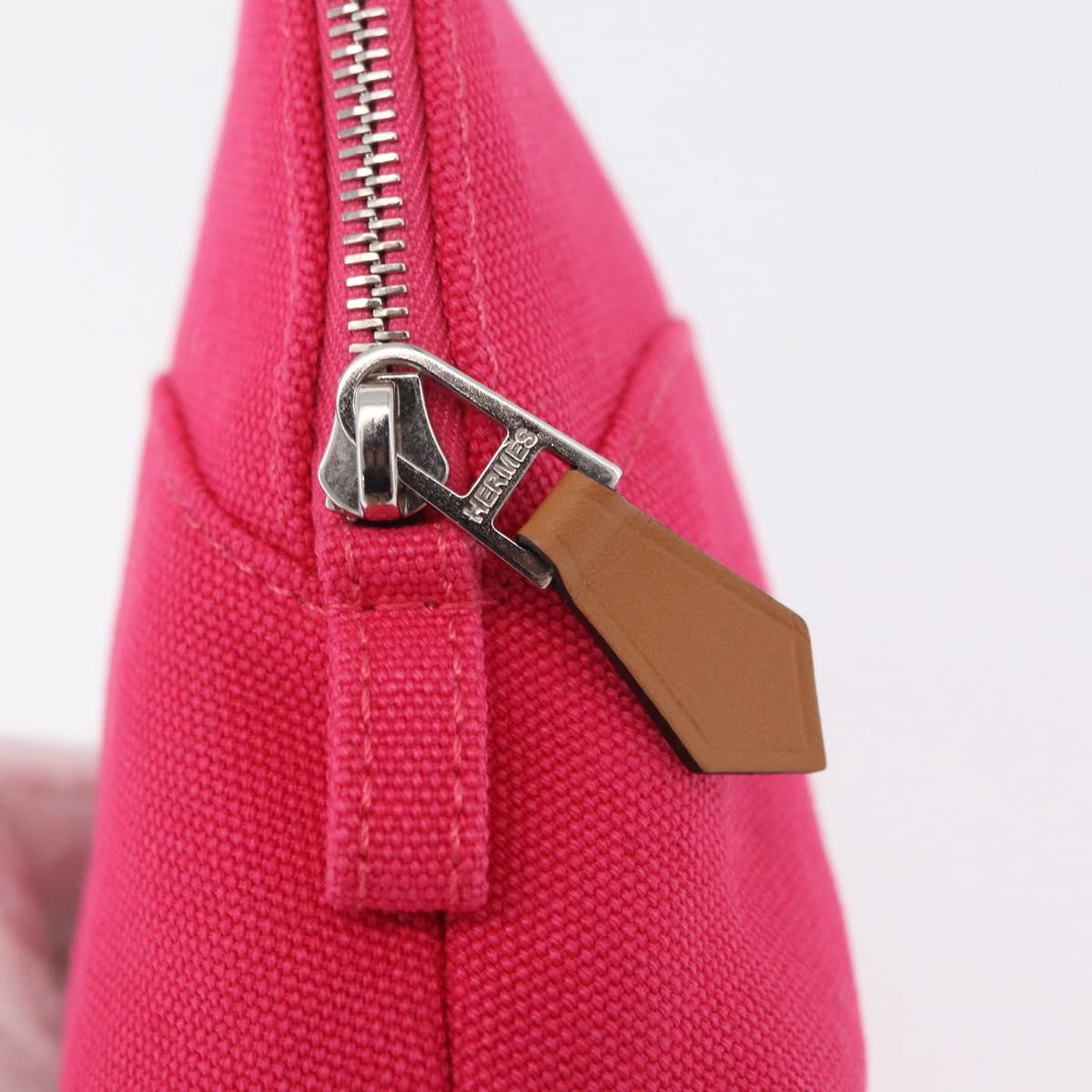 HERMES Bolide 16 Pouch Canvas Pink Silver Auth 210672V