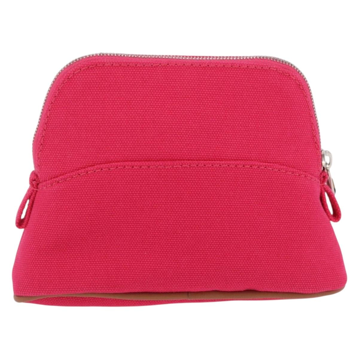 HERMES Bolide 16 Pouch Canvas Pink Silver Auth 210672V