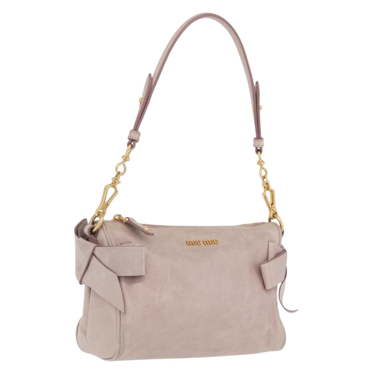 Miu Miu Shoulder Bag Vitellolux Pink Gold Auth 210676A