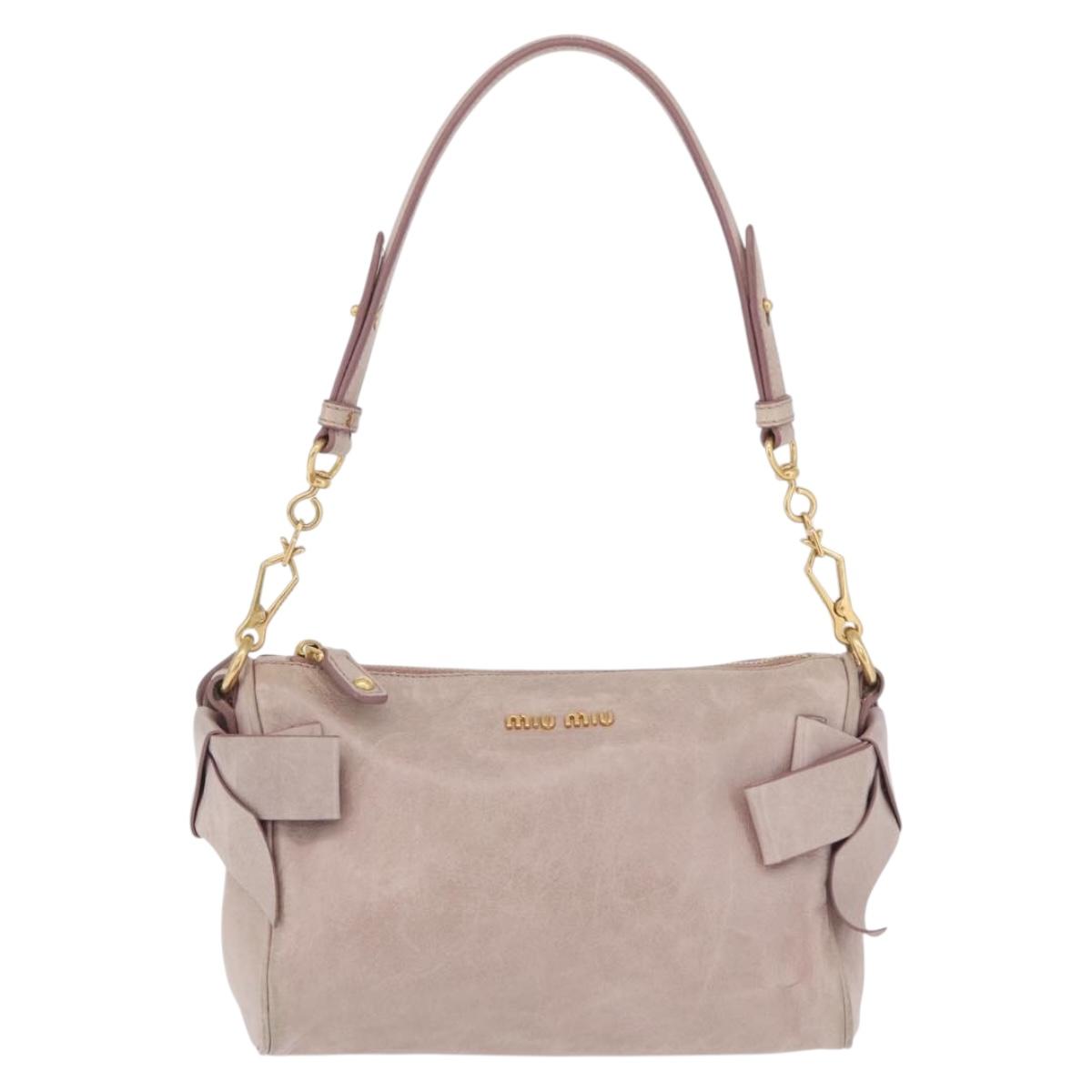 Miu Miu Shoulder Bag Vitellolux Pink Gold Auth 210676A