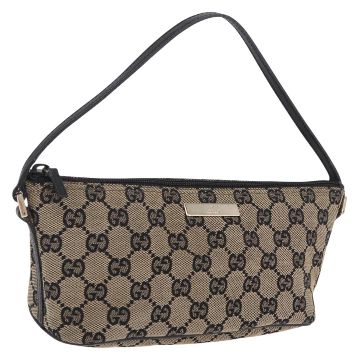 GUCCI GG Canvas Accessory Pouch Navy Gold 039 1103 2123 Auth 210677A