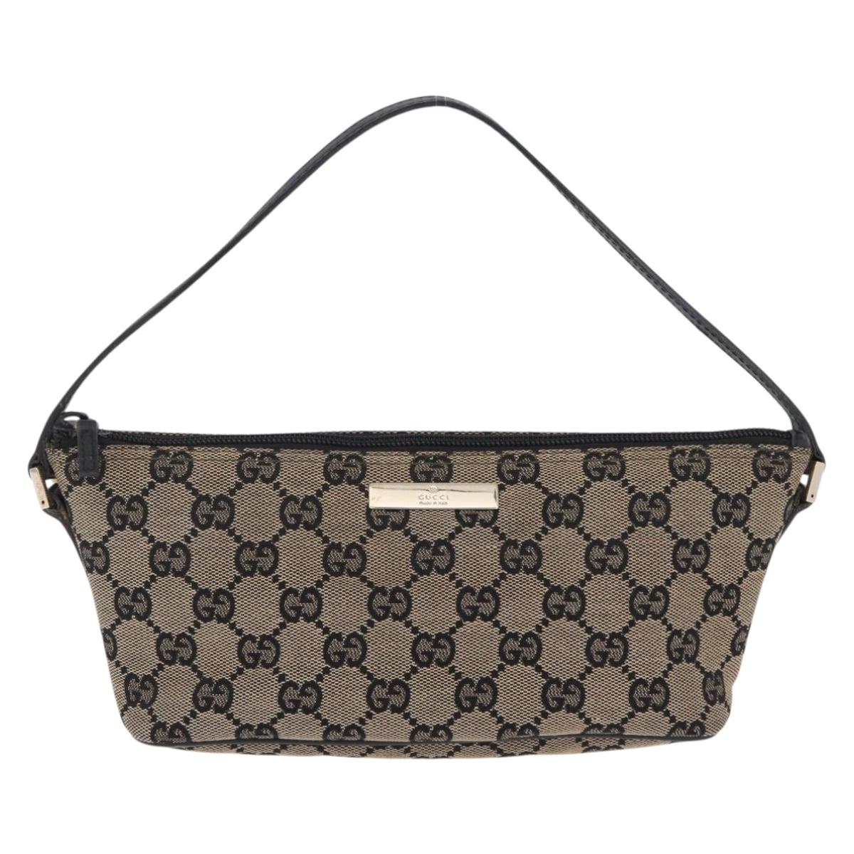 GUCCI GG Canvas Accessory Pouch Navy Gold 039 1103 2123 Auth 210677A