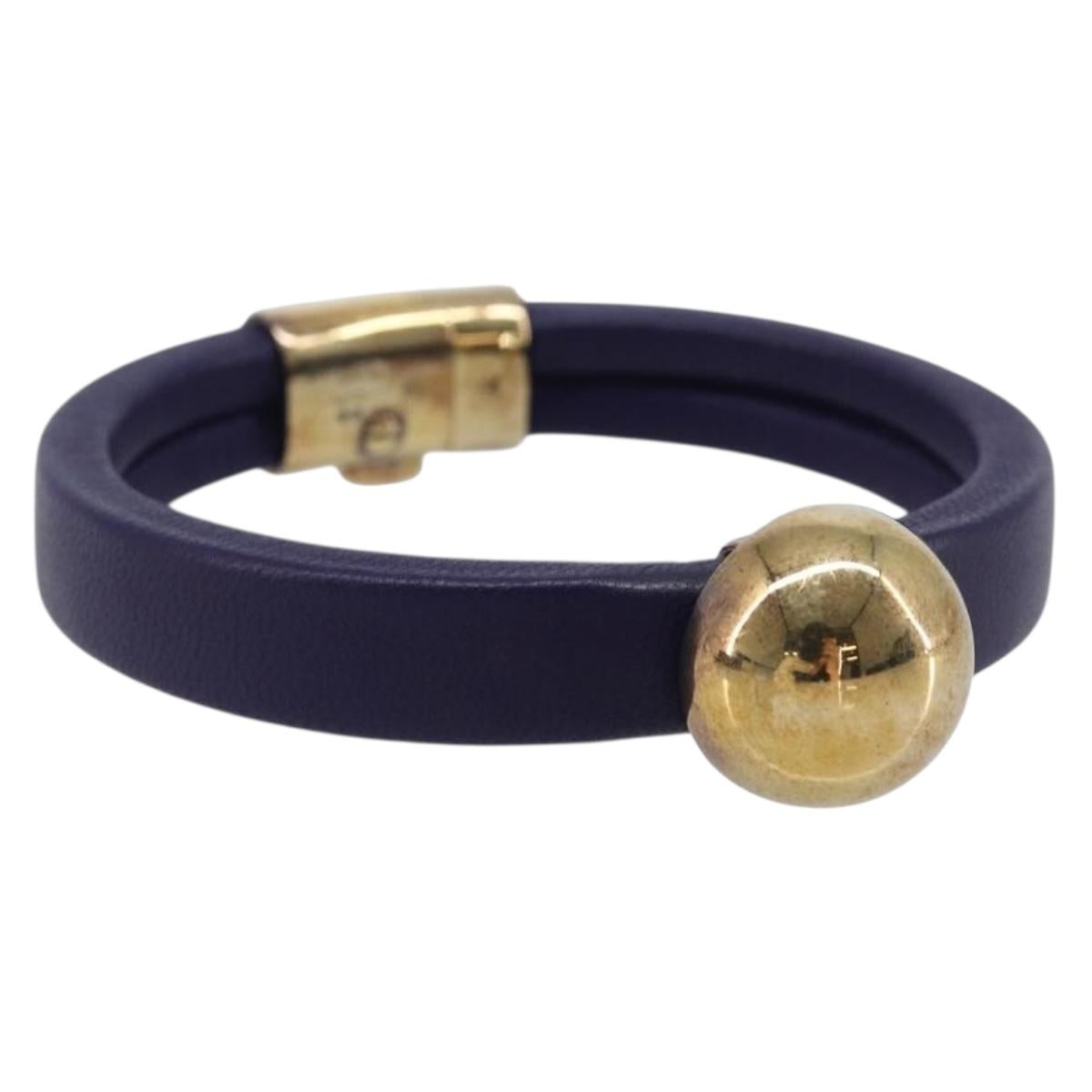 Bottega Veneta Bracelet Leather Purple Gold Auth 210678M
