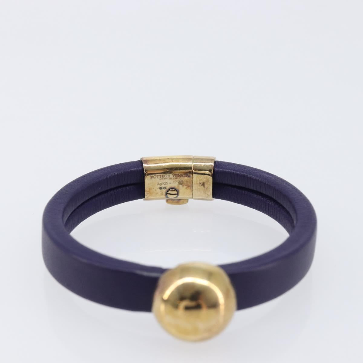Bottega Veneta Bracelet Leather Purple Gold Auth 210678M