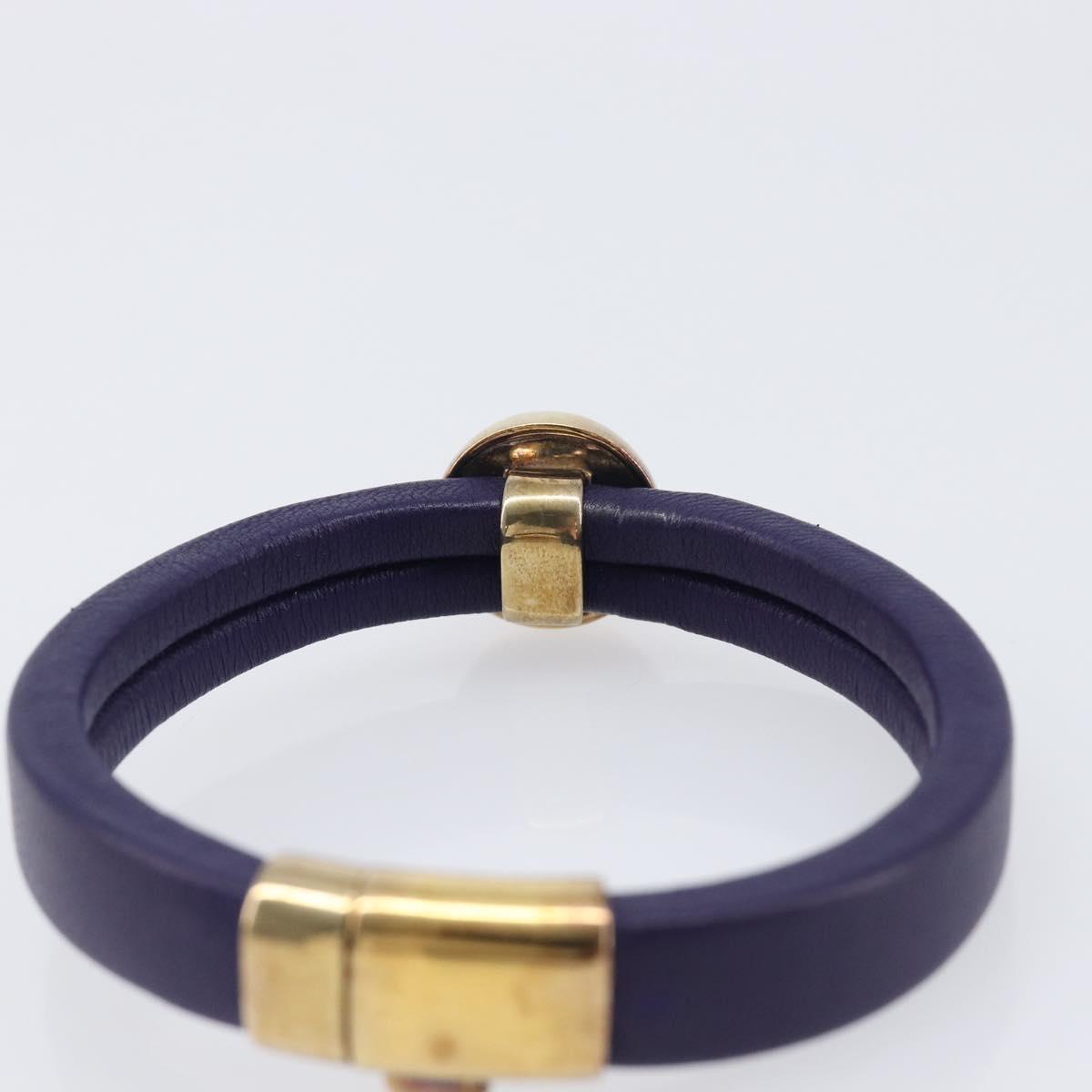 Bottega Veneta Bracelet Leather Purple Gold Auth 210678M