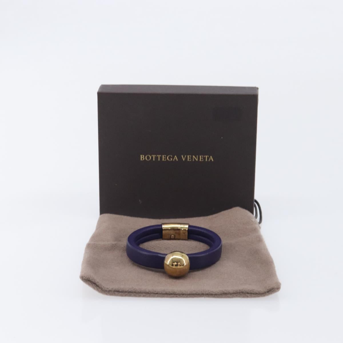 Bottega Veneta Bracelet Leather Purple Gold Auth 210678M