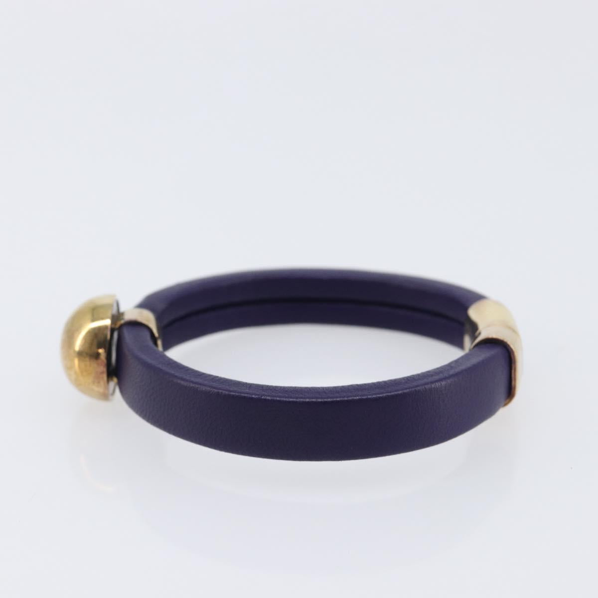 Bottega Veneta Bracelet Leather Purple Gold Auth 210678M