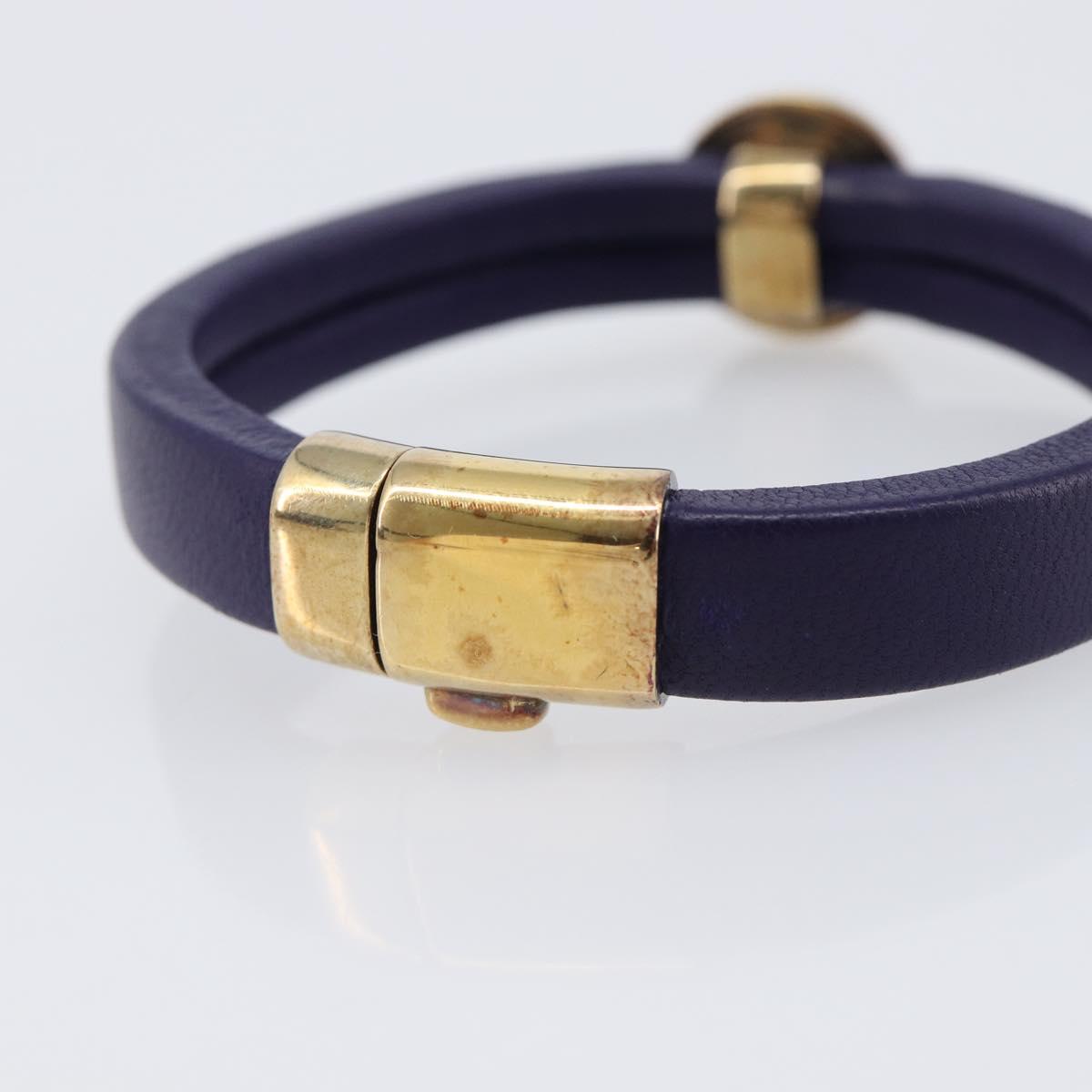 Bottega Veneta Bracelet Leather Purple Gold Auth 210678M