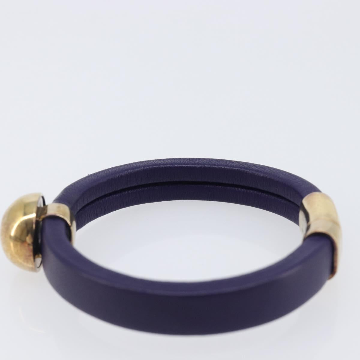 Bottega Veneta Bracelet Leather Purple Gold Auth 210678M
