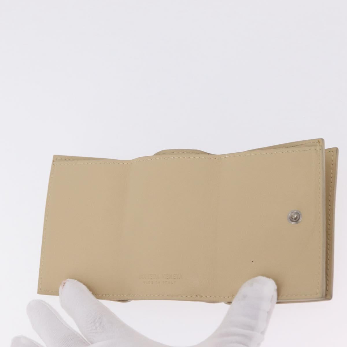 Bottega Veneta INTRECCIATO Wallet Leather Ivory Silver Auth 210680A