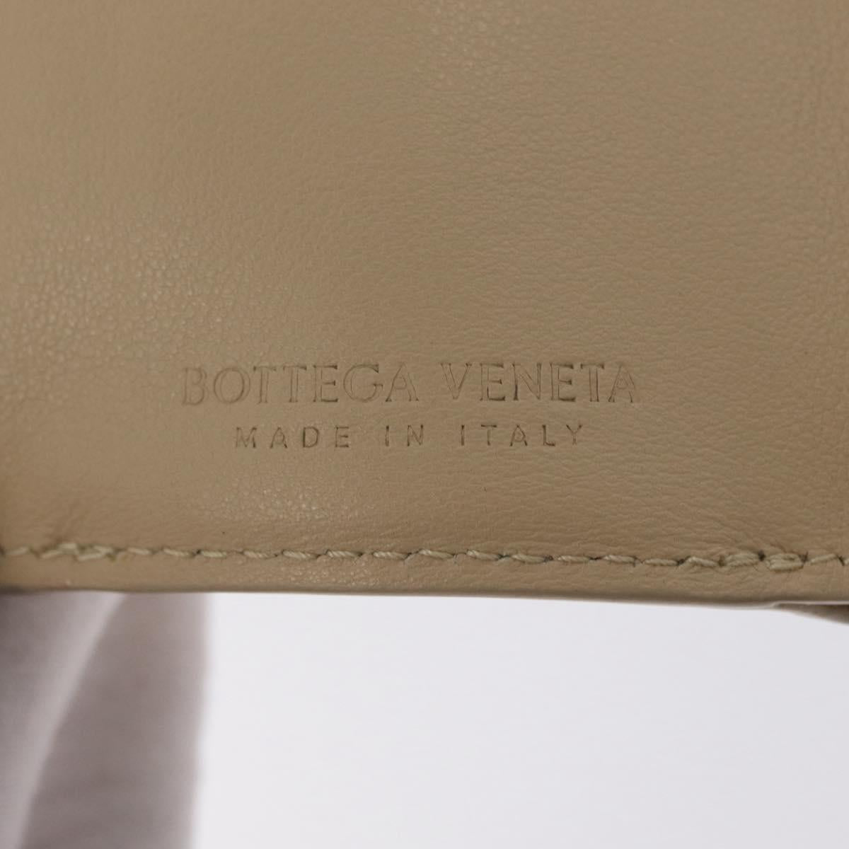 Bottega Veneta INTRECCIATO Wallet Leather Ivory Silver Auth 210680A