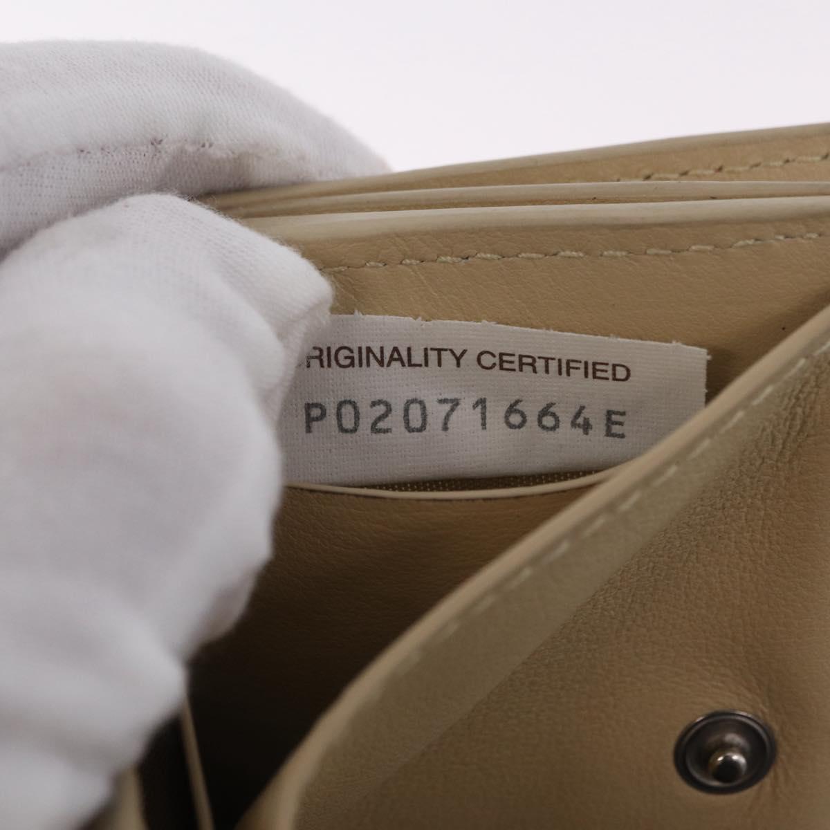 Bottega Veneta INTRECCIATO Wallet Leather Ivory Silver Auth 210680A