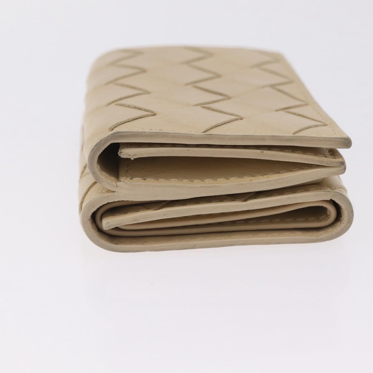 Bottega Veneta INTRECCIATO Wallet Leather Ivory Silver Auth 210680A