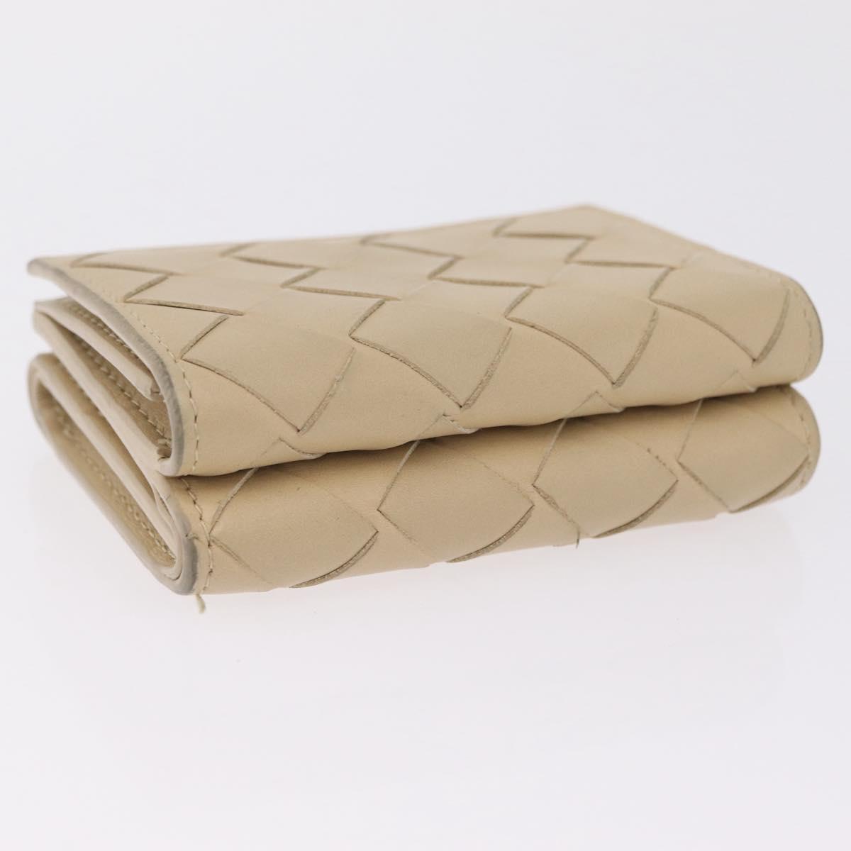 Bottega Veneta INTRECCIATO Wallet Leather Ivory Silver Auth 210680A