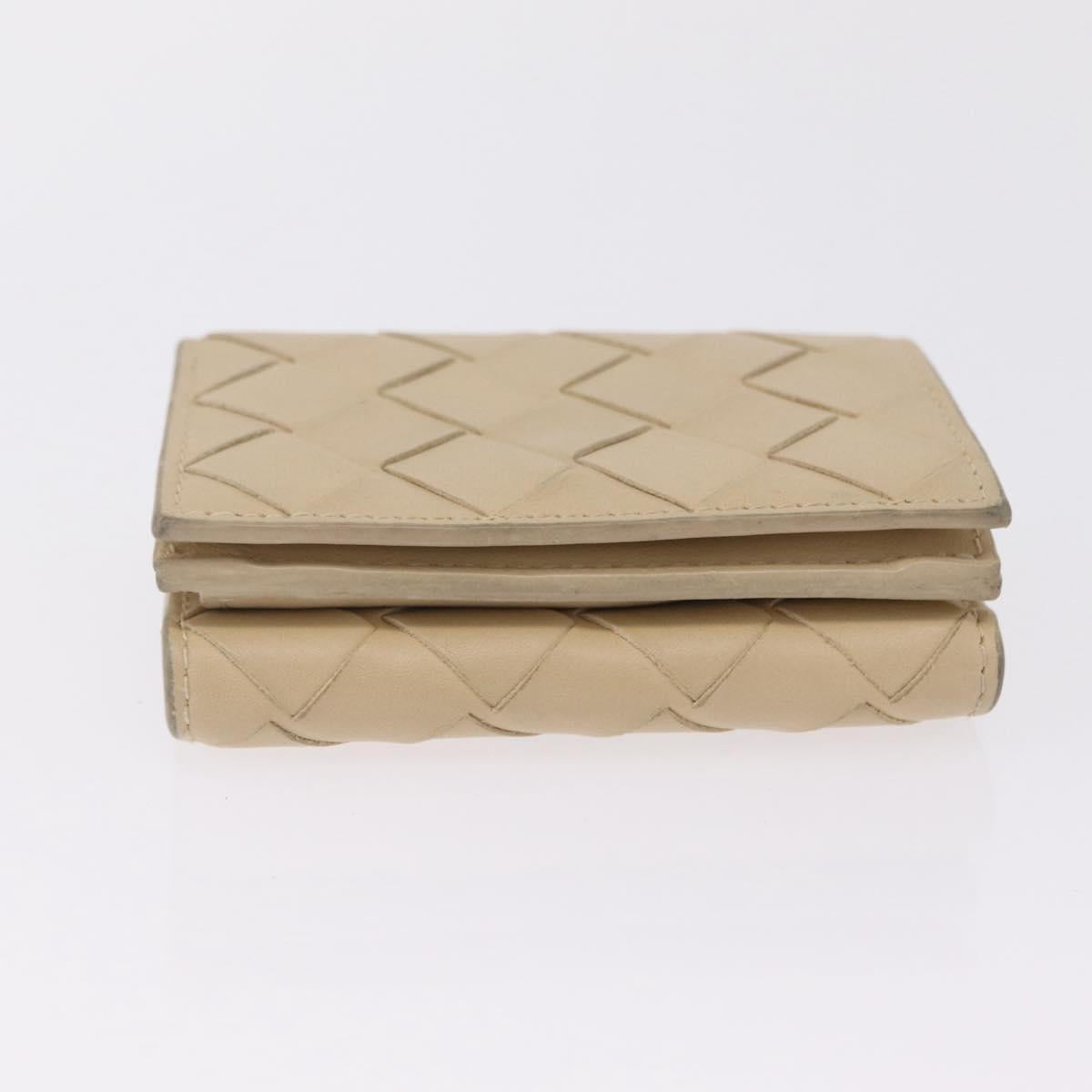 Bottega Veneta INTRECCIATO Wallet Leather Ivory Silver Auth 210680A