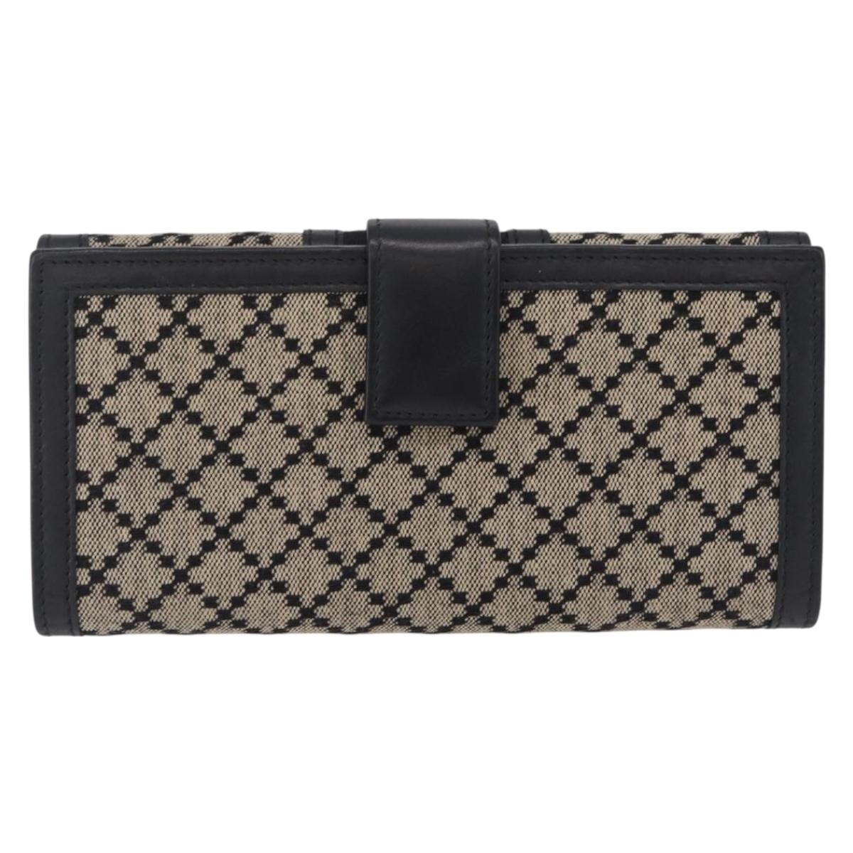 GUCCI Diamante Sherry Line Long Wallet Canvas Beige Gold Auth 210684A