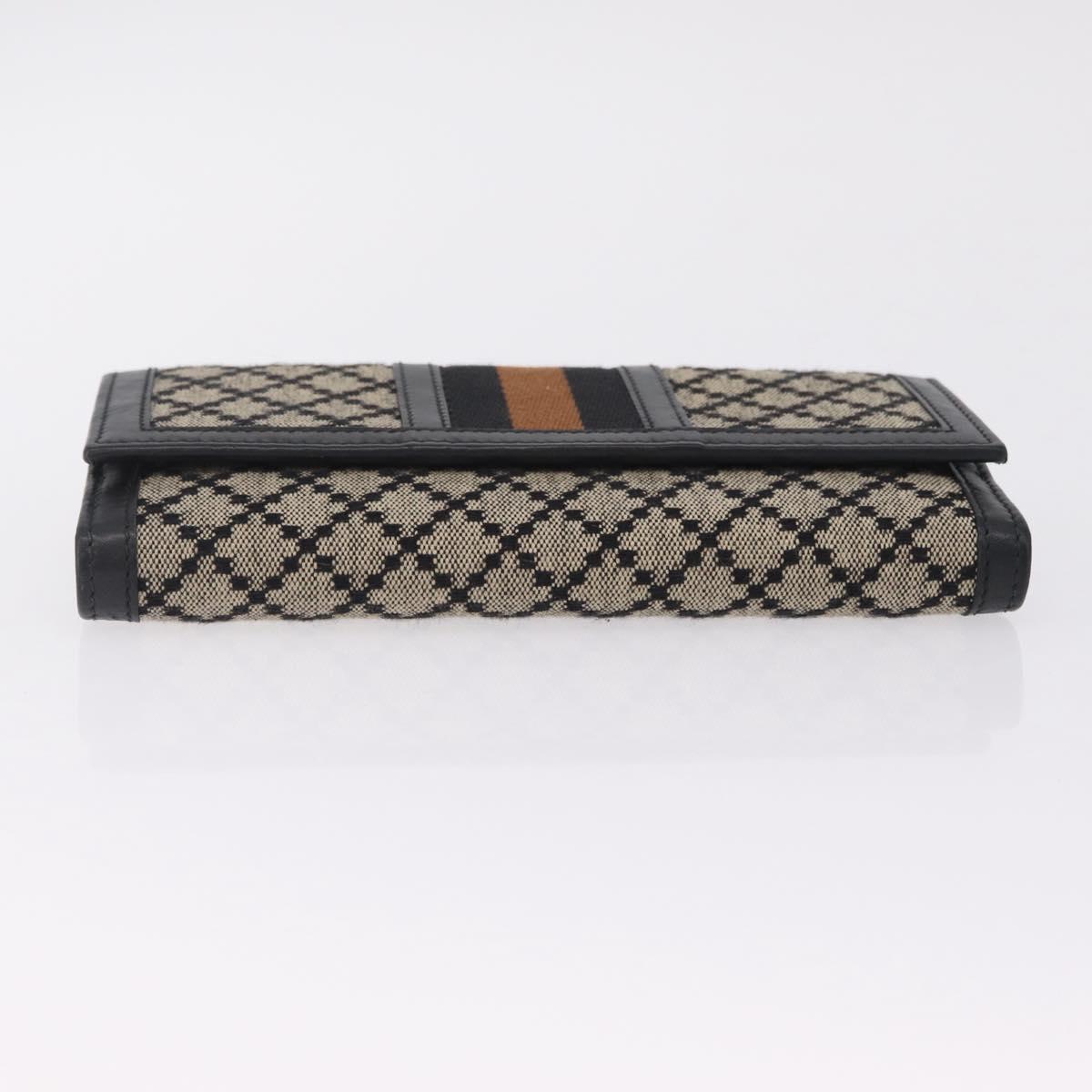GUCCI Diamante Sherry Line Long Wallet Canvas Beige Gold Auth 210684A