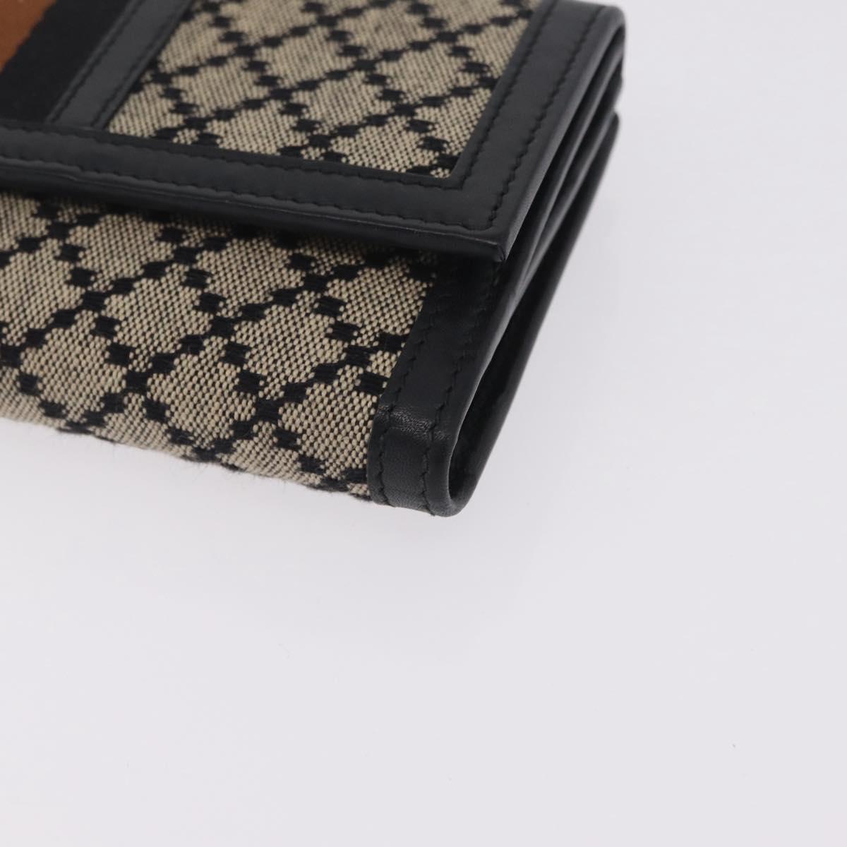 GUCCI Diamante Sherry Line Long Wallet Canvas Beige Gold Auth 210684A