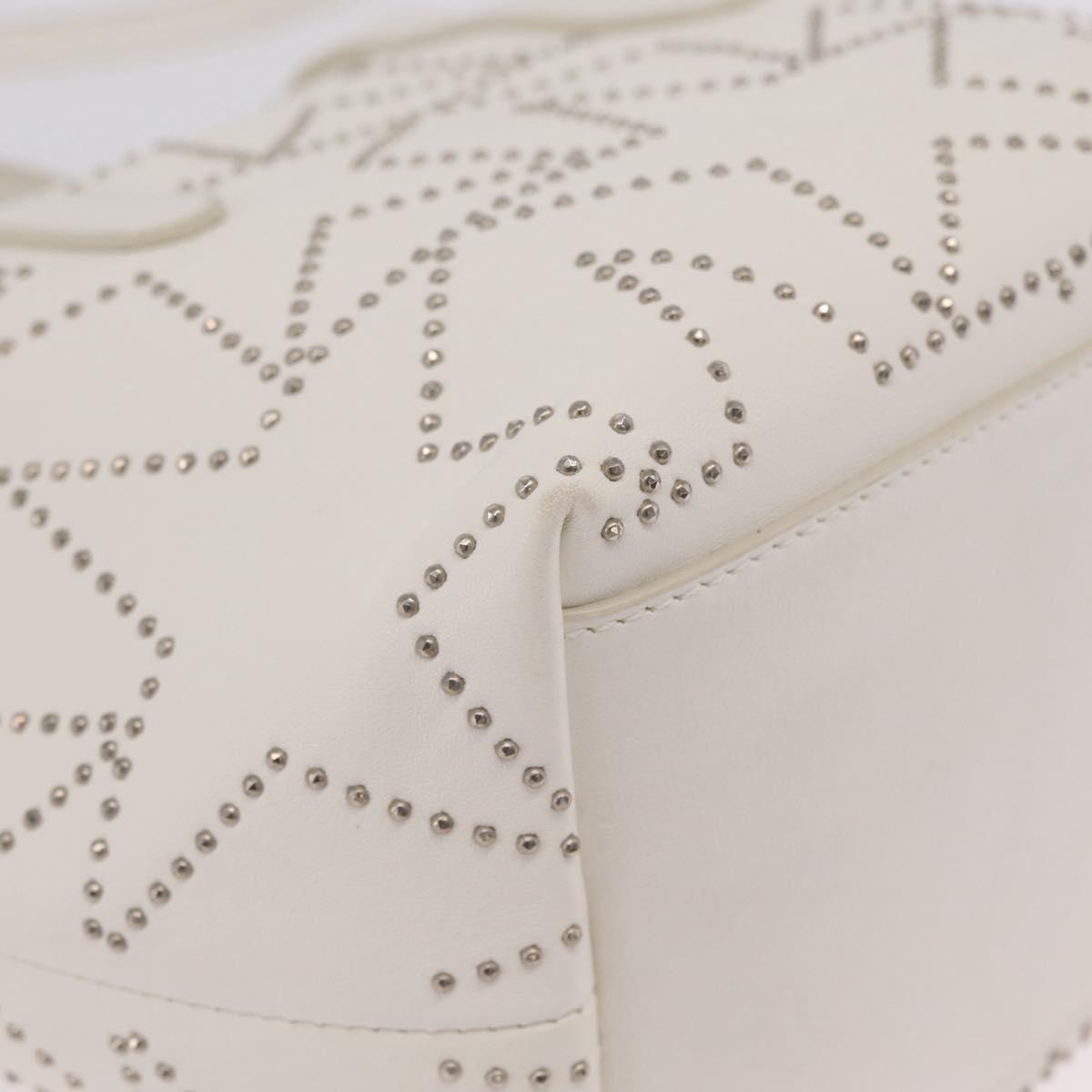 Jimmy Choo Sophia S Hand Bag Leather 2way White Silver Auth 210685A