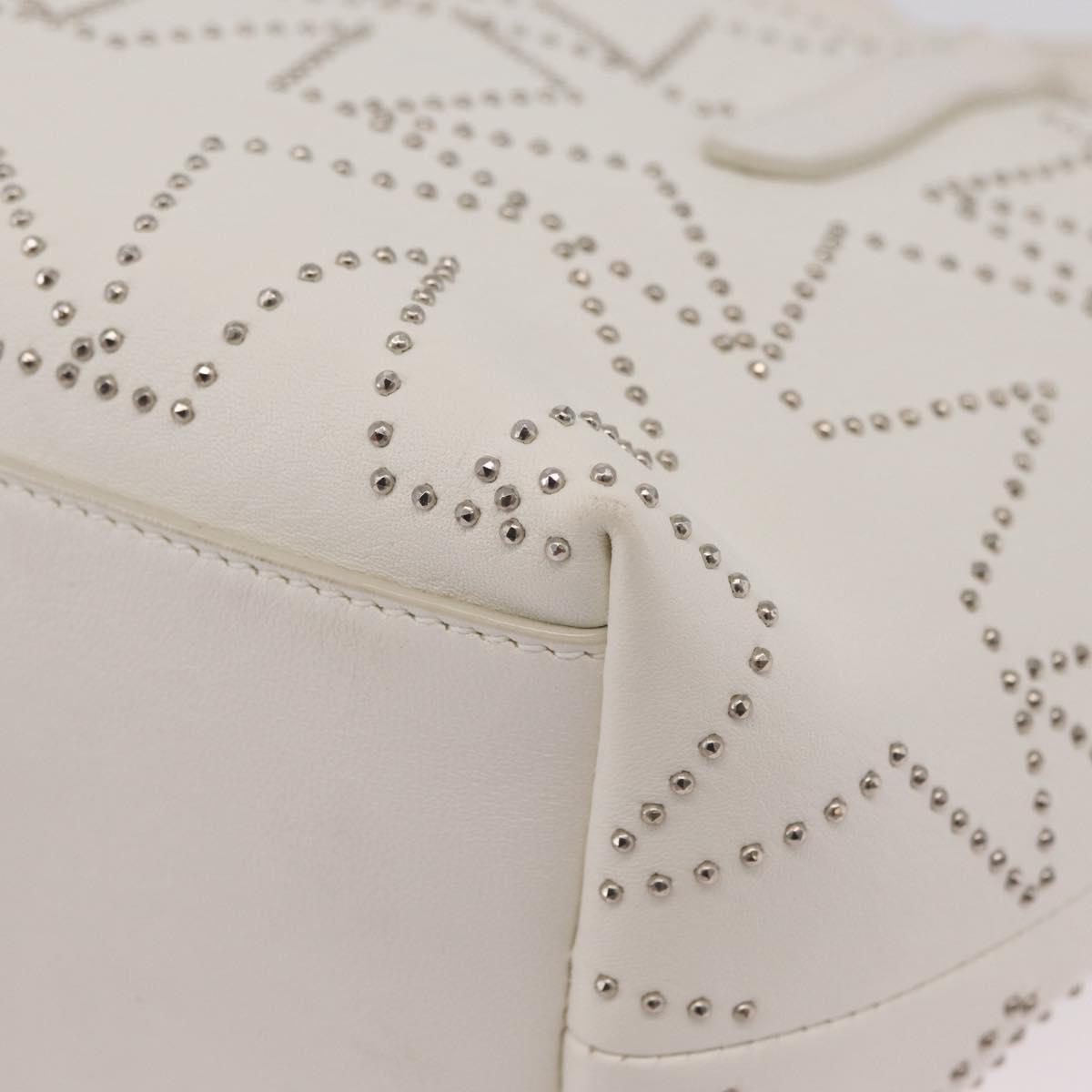 Jimmy Choo Sophia S Hand Bag Leather 2way White Silver Auth 210685A