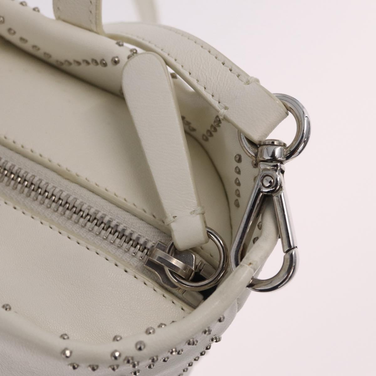 Jimmy Choo Sophia S Hand Bag Leather 2way White Silver Auth 210685A