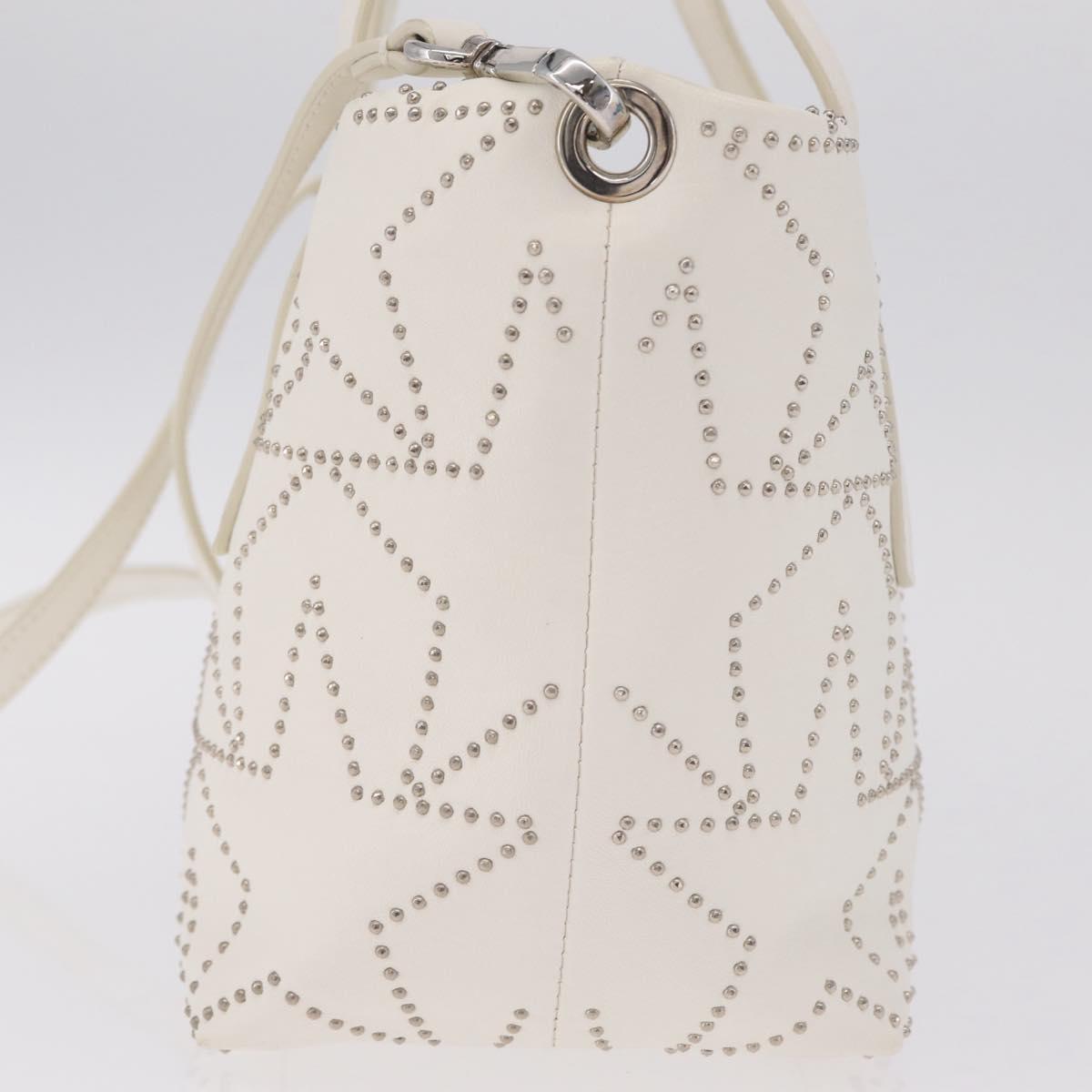 Jimmy Choo Sophia S Hand Bag Leather 2way White Silver Auth 210685A