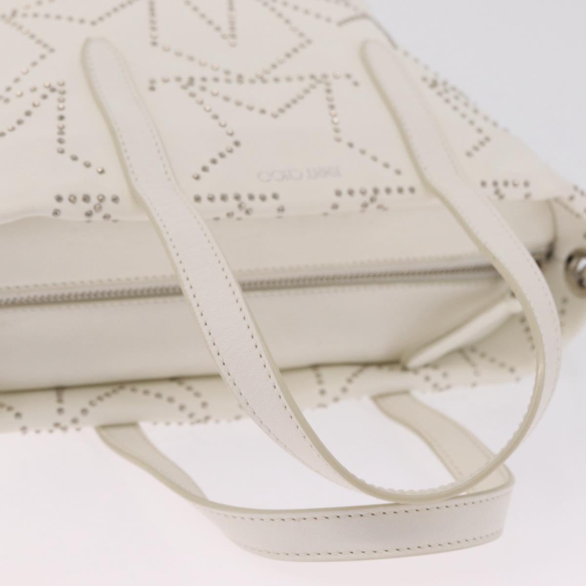 Jimmy Choo Sophia S Hand Bag Leather 2way White Silver Auth 210685A