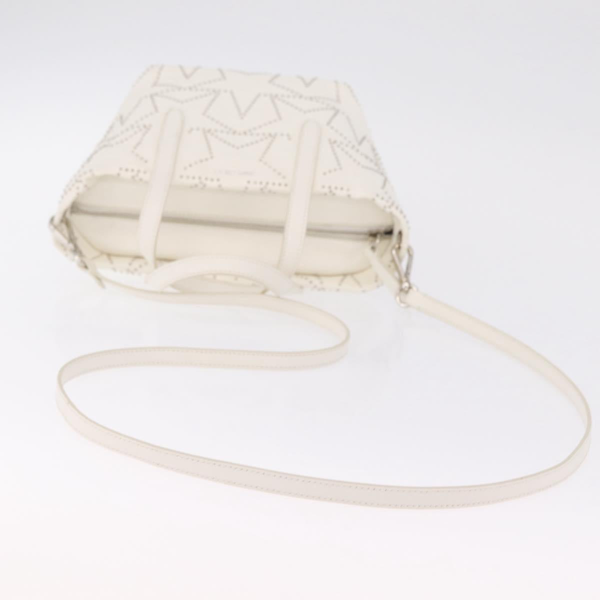 Jimmy Choo Sophia S Hand Bag Leather 2way White Silver Auth 210685A