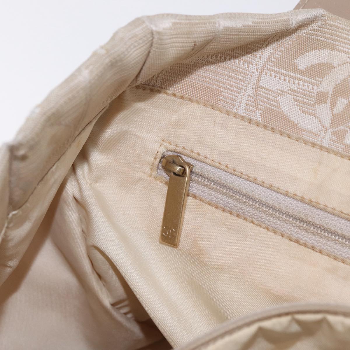 CHANEL New Travel Line Tote Bag Canvas Beige Gold CC Auth 210686A