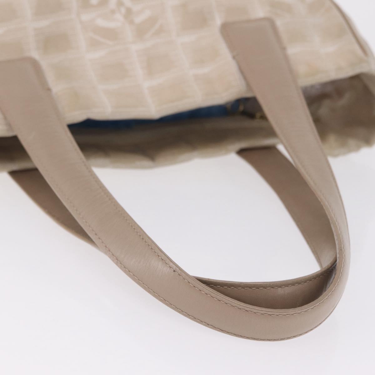 CHANEL New Travel Line Tote Bag Canvas Beige Gold CC Auth 210686A