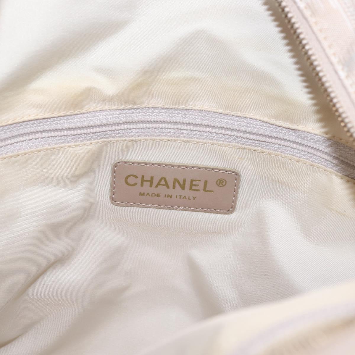 CHANEL New Travel Line Tote Bag Canvas Beige Gold CC Auth 210687A
