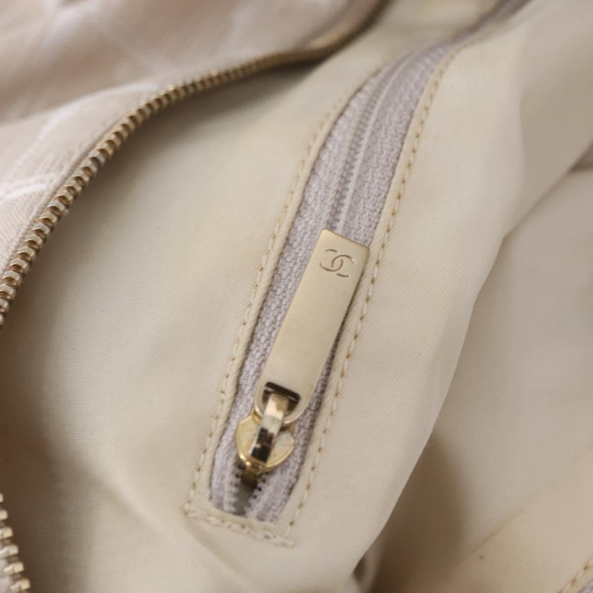 CHANEL New Travel Line Tote Bag Canvas Beige Gold CC Auth 210687A
