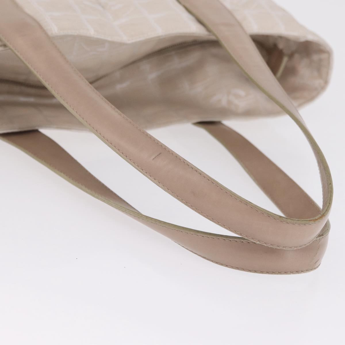 CHANEL New Travel Line Tote Bag Canvas Beige Gold CC Auth 210687A
