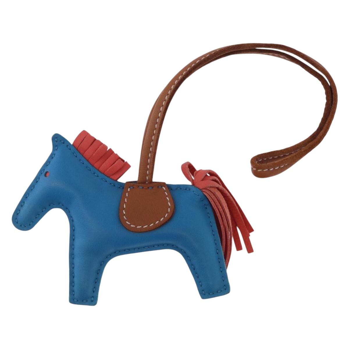 HERMES Rodeo PM Bag Charm Leather Blue Auth 210694M