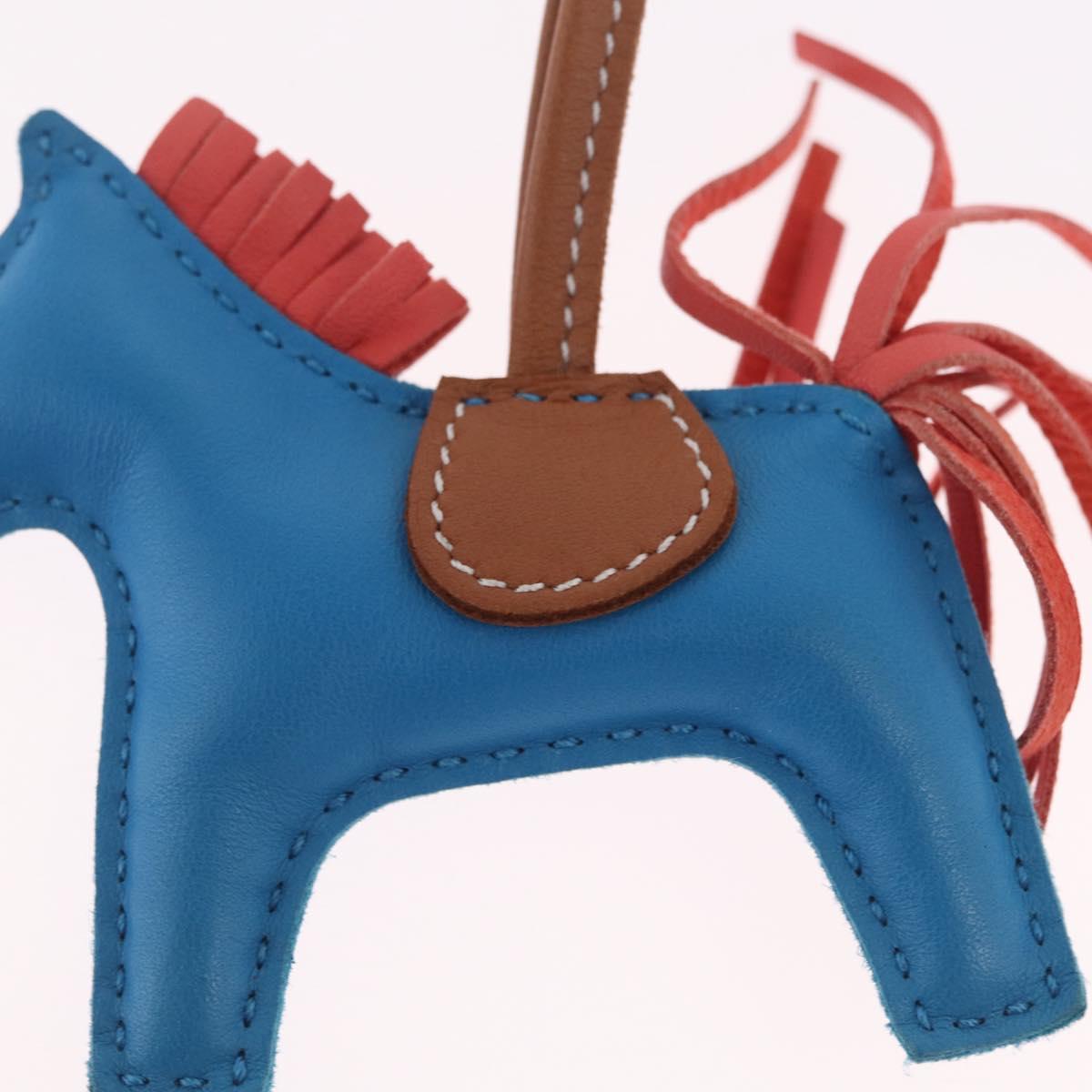 HERMES Rodeo PM Bag Charm Leather Blue Auth 210694M