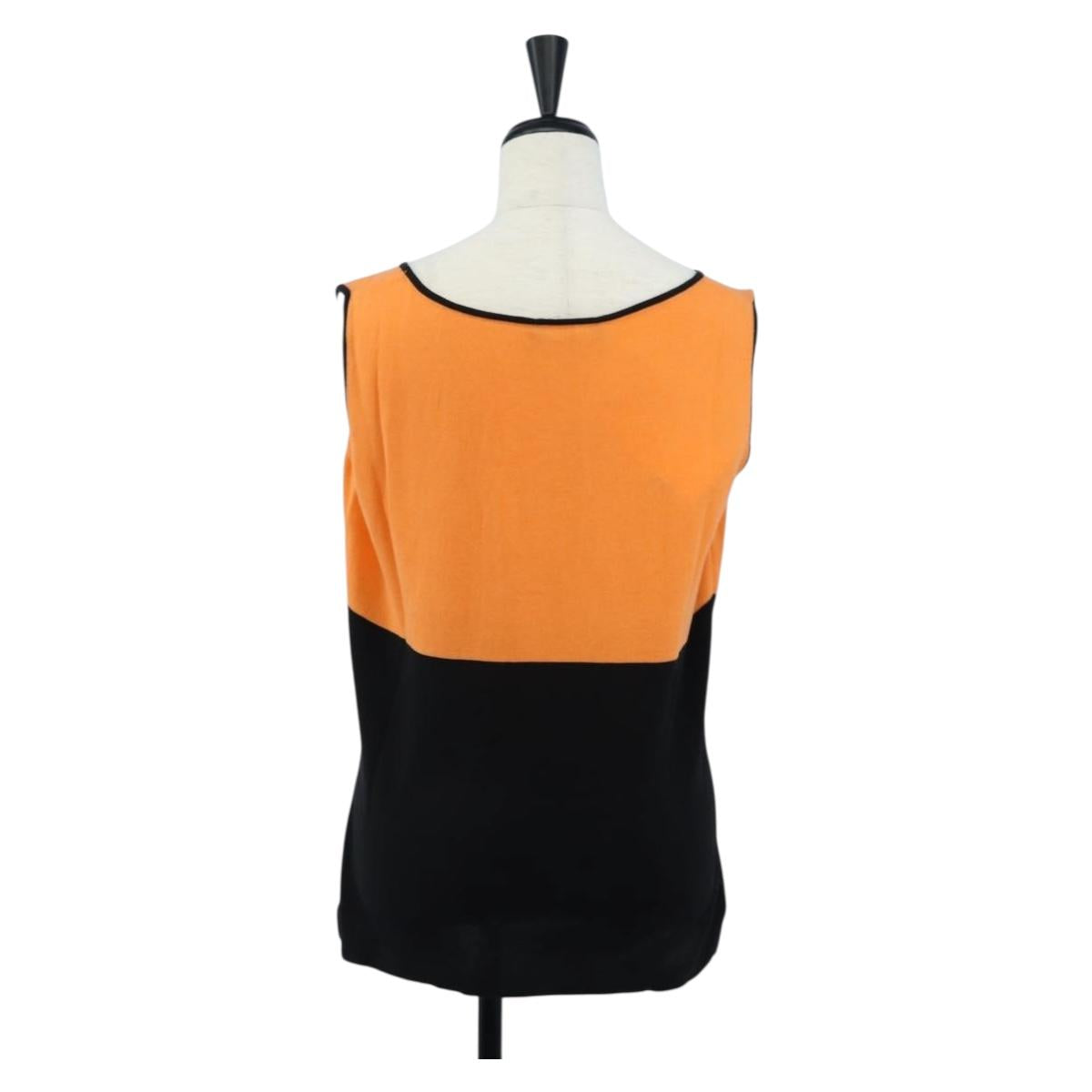 Salvatore Ferragamo Sweater Cotton M Orange Black Auth 210702A