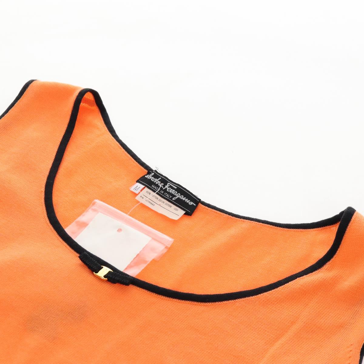 Salvatore Ferragamo Sweater Cotton M Orange Black Auth 210702A