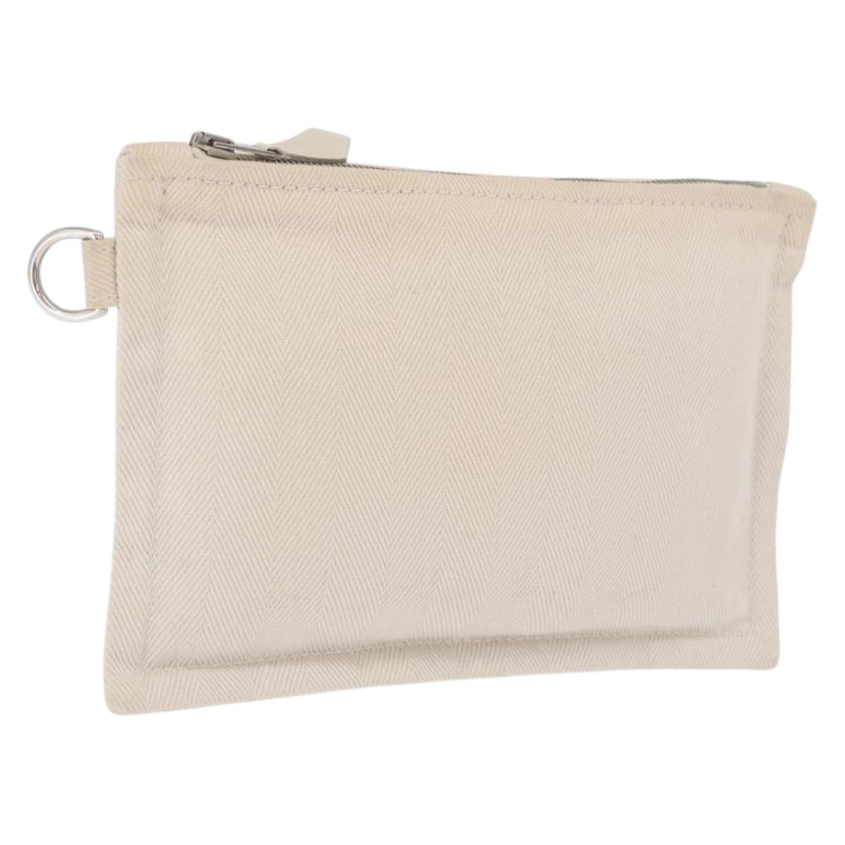 HERMES Pouch Canvas Ivory Silver Auth 210704