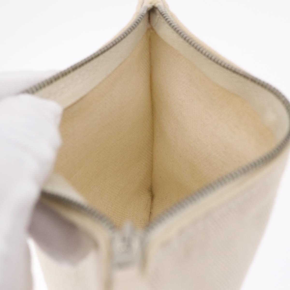 HERMES Pouch Canvas Ivory Silver Auth 210704