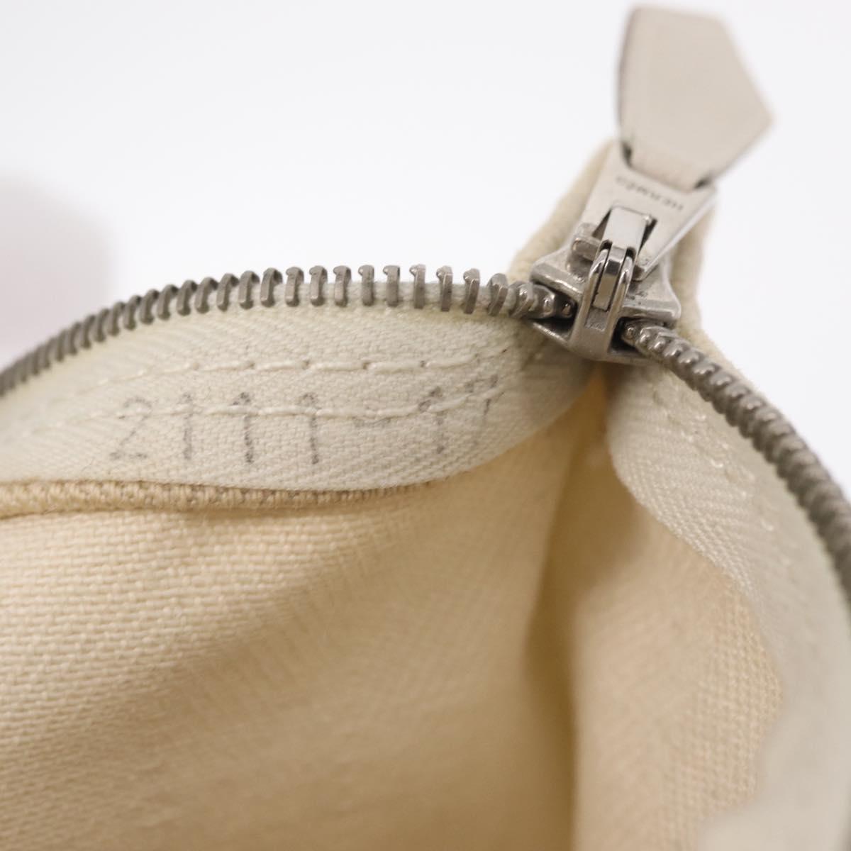 HERMES Pouch Canvas Ivory Silver Auth 210704