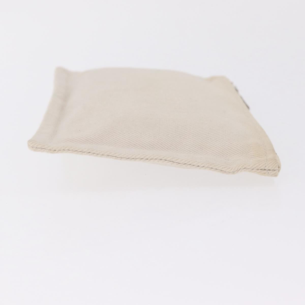 HERMES Pouch Canvas Ivory Silver Auth 210704