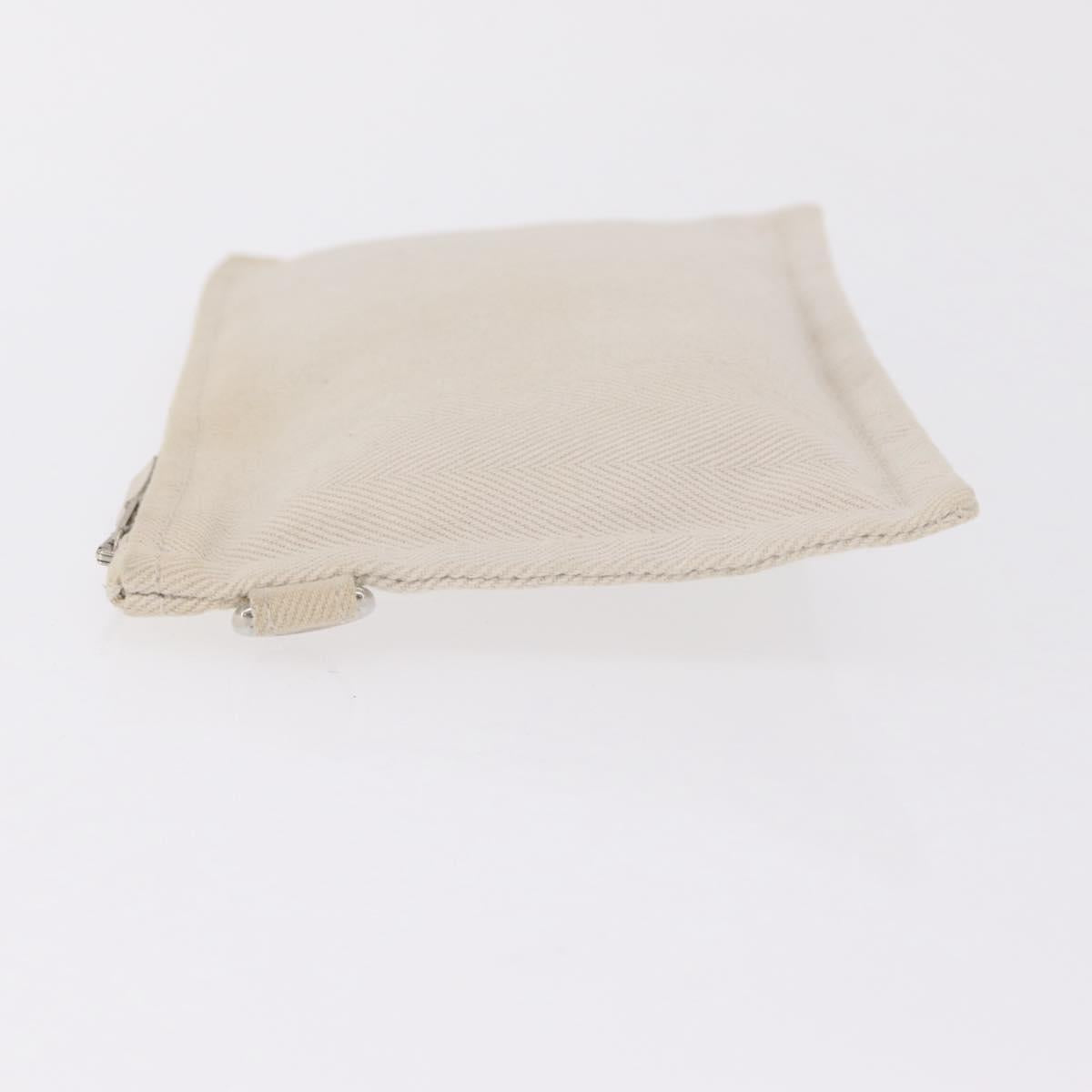 HERMES Pouch Canvas Ivory Silver Auth 210704
