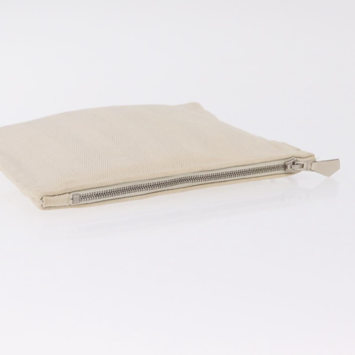 HERMES Pouch Canvas Ivory Silver Auth 210704