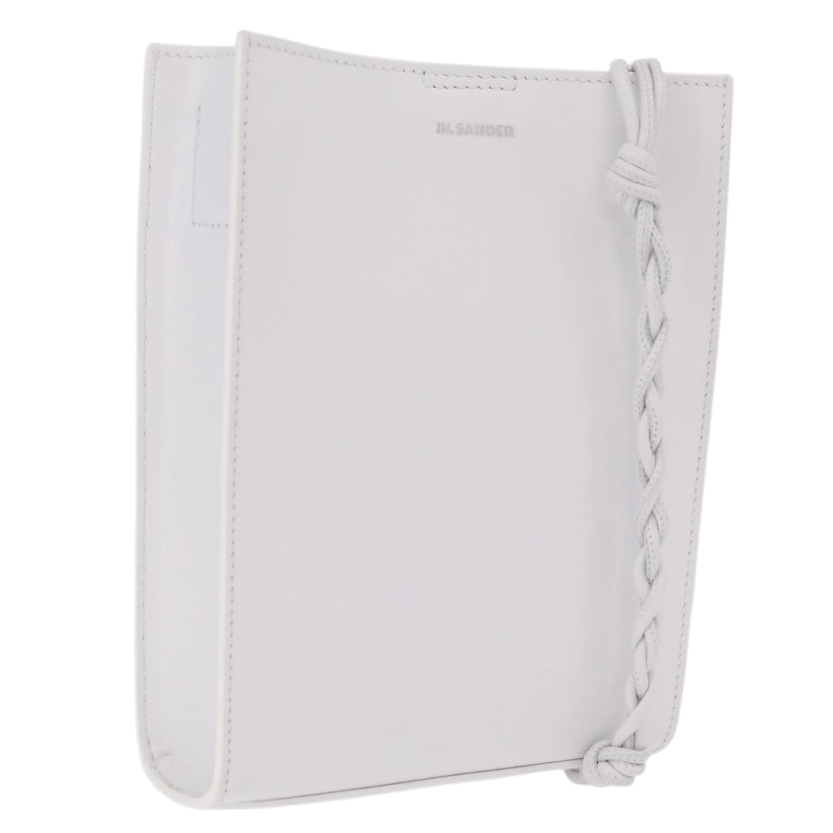 Jil Sander Shoulder Bag Leather White Silver Auth 210706A