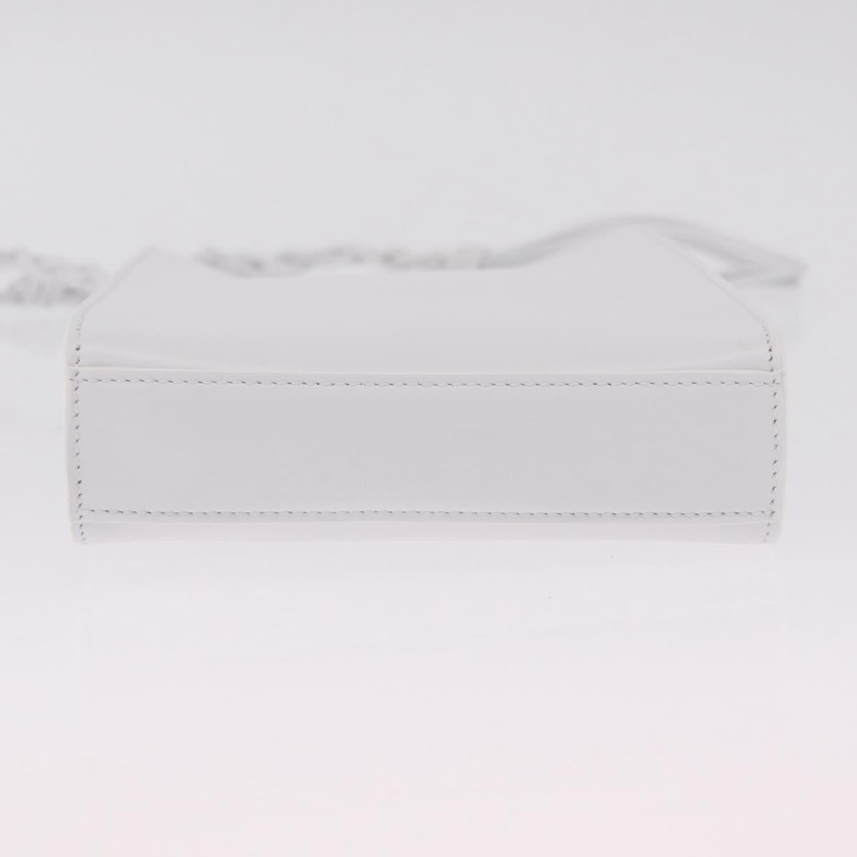 Jil Sander Shoulder Bag Leather White Silver Auth 210706A