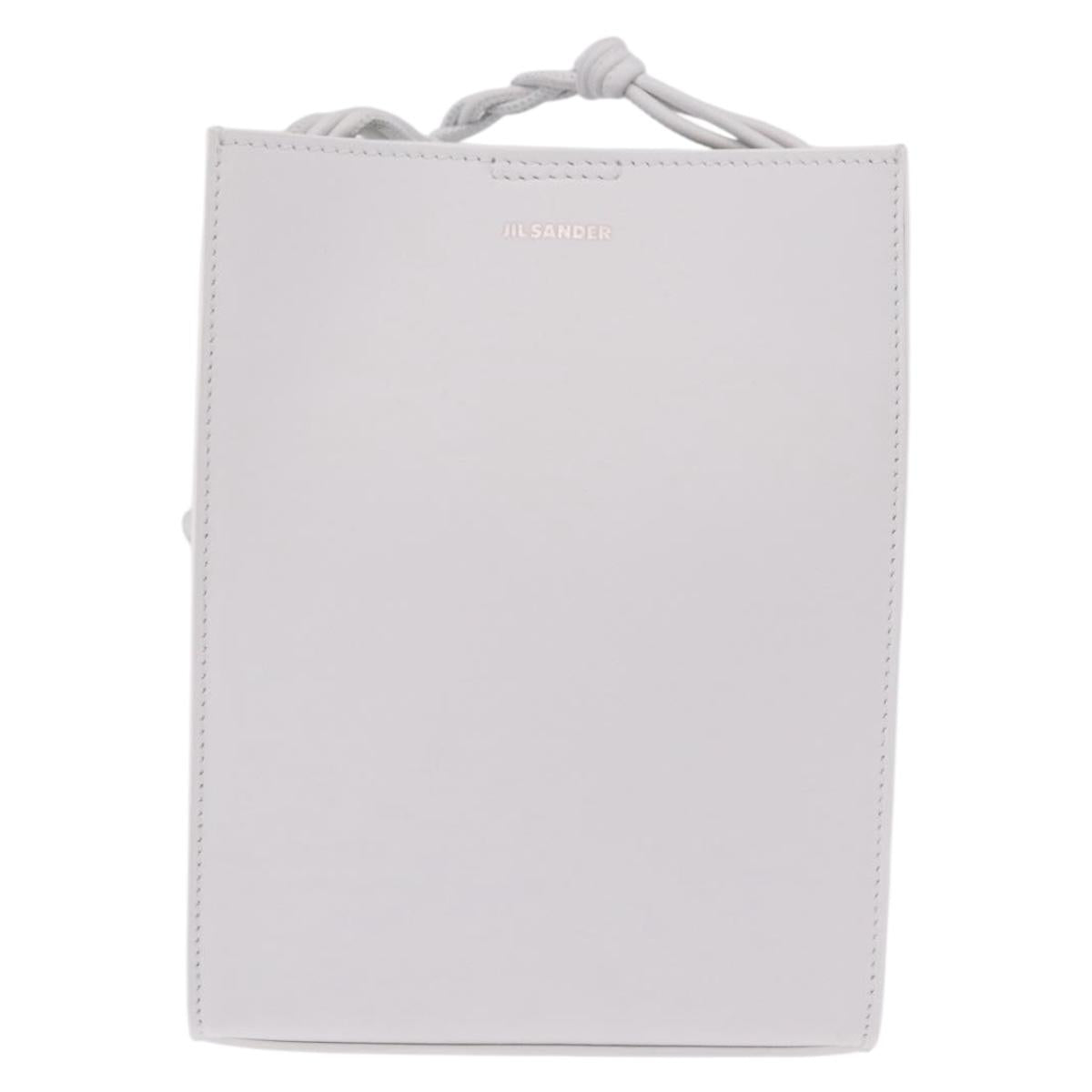 Jil Sander Shoulder Bag Leather White Silver Auth 210706A