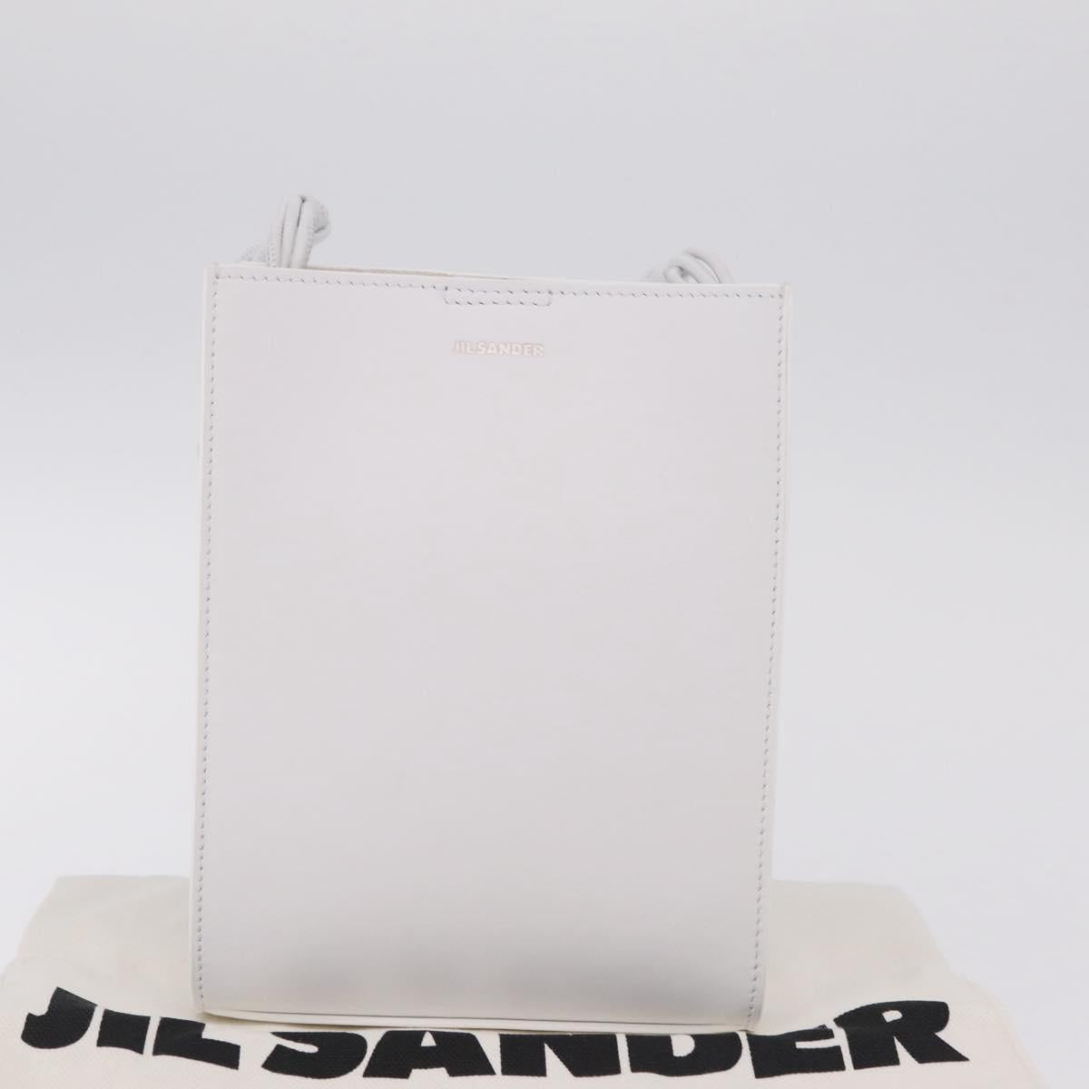 Jil Sander Shoulder Bag Leather White Silver Auth 210706A