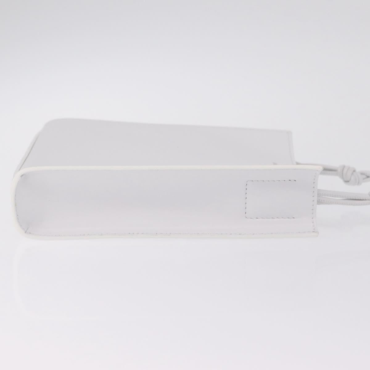 Jil Sander Shoulder Bag Leather White Silver Auth 210706A